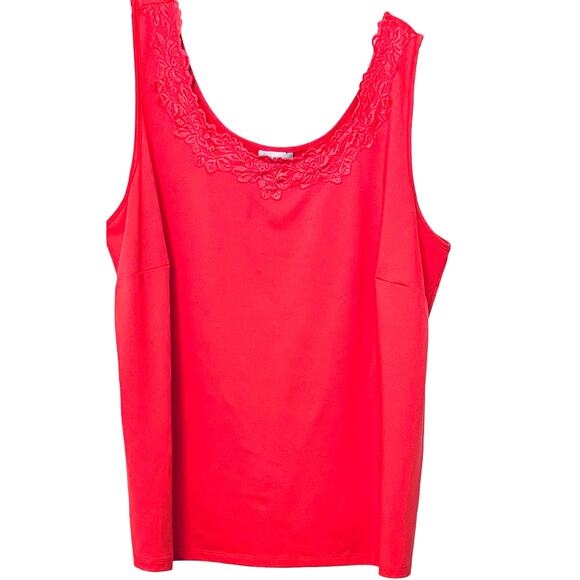 CATHERINES SLEEVELESS PULL-OVER SHELL-TOP, WOMENS, 2X-22/24, DEEP PEACH, LACE - Picture 1 of 8